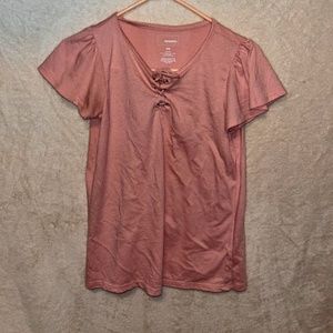 Casual Tied Cut Pink Blouse